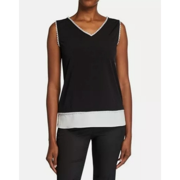 Karl Lagerfeld Paris Sleeveless Twofer Top Black Size XS - Picture 1 of 12